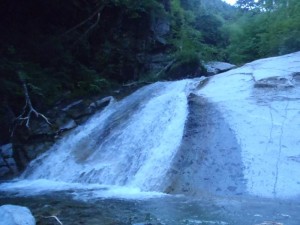 細尾沢に入ってすぐ出てくるきれいなナメ滝
